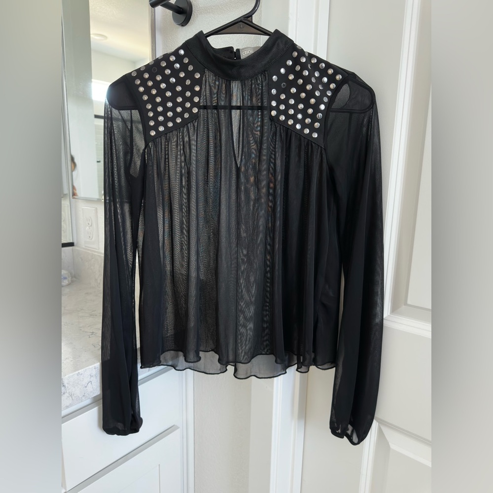 ASOS Black Sheer Blouse with Silver Studs